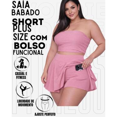 Imagem de Saía Babado Com Short Plus Size Com Bolso Lateral Funcional Em Suplex WOLFOX Feminina-Feminino