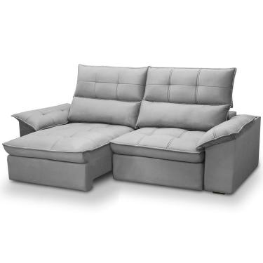Imagem de Sofá 3 Lugares Retrátil Reclinável Para Sala 230cm Giotto F04 Veludo Cinza - Lyam Decor