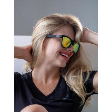 Imagem de Óculos HUPI Guaru Preto Lente Dourado Espelhado, Preto, Dourado, UNICO