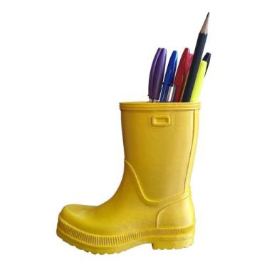 Imagem de Porta Caneta Bota Galocha Trecos Lápis Amarelo 14 Cm - Escritorio Port