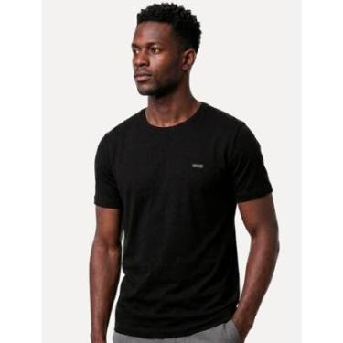 Imagem de Camiseta Calvin Klein Masculina Egyption Cotton Rubber Patch Preta-Masculino