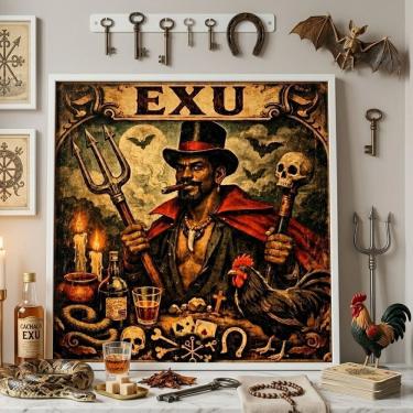 Imagem de Quadro Decorativo Exu 33x33cm Mold Branca