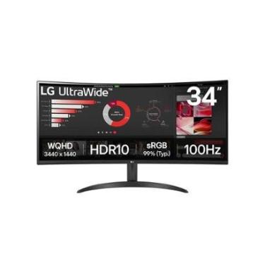 Imagem de Monitor Gamer Curvo LG UltraWide 34"", QHD, 100Hz, 5ms, VA, FreeSync, HDR 10,- 34WR50QK-B-Unissex