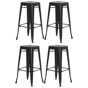 Imagem de Kit 4 Banquetas Tolix Iron Design Industrial Preto Fosco 76 cm Aço Coz