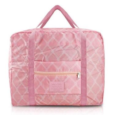 Imagem de Bolsa De Viagem Dobrável Retangular Estampa Listrada Jacki Design Rosa