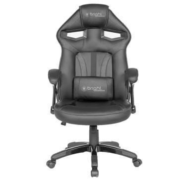 Imagem de Cadeira Gamer Grande Bright Preta Couro Sintetico Com Altura Ajustavel 