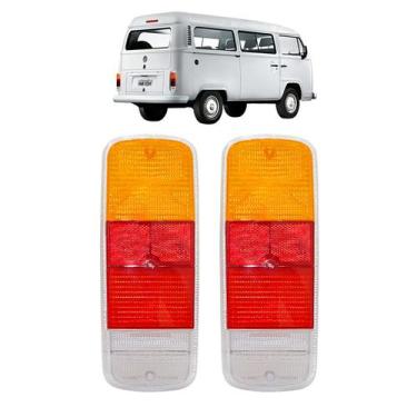 Imagem de Par Lente traseira VW Kombi 1976 a 2012 Tricolor Âmbar - Mikron
