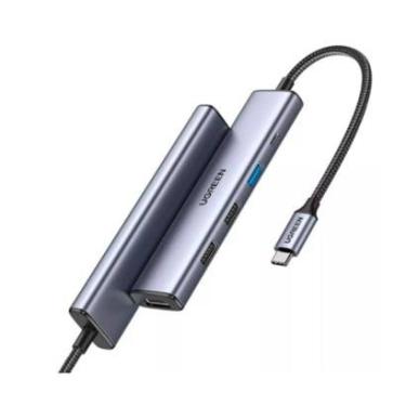 Imagem de Adaptador HUB Ugreen, USB-C para HDMI, 1x USB 3.0, 2x USB 2.0 e PD, Cinza - UG-15495-Un...