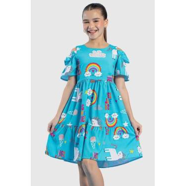 Imagem de Vestido Infantil Menina Ombro Vazado Unicórnio - Marias, 2