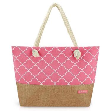 Imagem de Bolsa De Praia Grande Viagem Sacola Compras Jacki Design Sm, Rosa