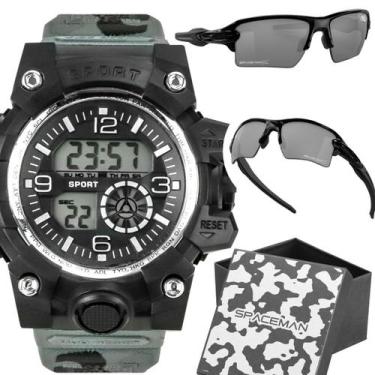 Imagem de relogio digital masculino prova dagua + oculos sol + caixa original ca