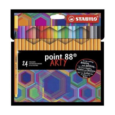 Imagem de Caneta Ponta Fina Stabilo Point 88 ARTY com 24 Cores Vibrantes 0,4mm E