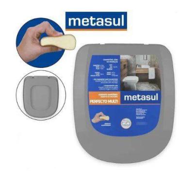 Imagem de Assento Tampa Vaso Almofadado Retangular Metasul, Cinza