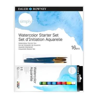 Imagem de Kit Aquarela Daler Rowney Tinta + Pincel + Painel - 16 Peças
