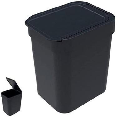 Imagem de Lixeira Cesto de Lixo Pequena Com Tampa 2,5L Preta Soprano