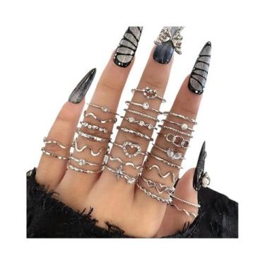 Imagem de Conjunto De Anéis Gótico Caveira Palhaço Punk Hip Hop 24 Peças Persona