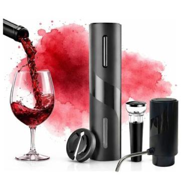 Imagem de Kit Abridor de Vinhos Elétrico Recarregável Saca Rolhas USB-C Com Disp