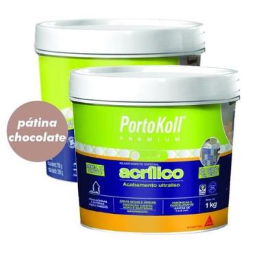 Imagem de Kit 2 Rejunte Acrilico Portokoll Premium 1KG Chocolate - Sika