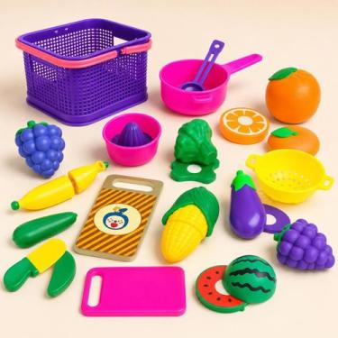 Imagem de Kit Comidinhas De Brinquedo Crec Crec Com Cesta E Panelinhas - Mili Mu