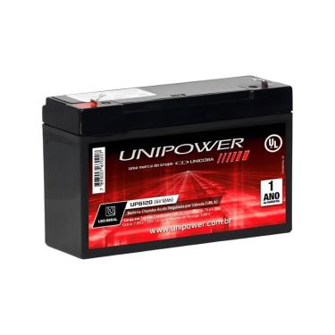 Imagem de Bateria UP6120 6V 12Ah Não Automotiva com Terminal Faston 187 Preto Unipower