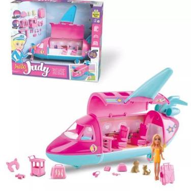 Imagem de Brinquedo de Avião da Judy com Boneca Aeromoça Pets e acessórios - Sam