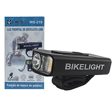 Imagem de Lanterna JWS T6 2 Cob Recarregável Indicador Carga Farol Bike Led T6 + 2 Cob Resistente à Água Preta 6 Modos de Luz
