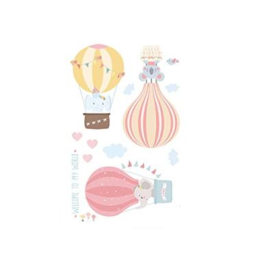 Imagem de WSWJDW Adesivos de parede desenho animado balão de ar quente Animais fofos Decoração de quarto de bebê Decoração de quarto Decalques de parede adesivos de parede para quartos de crianças