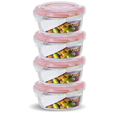 Imagem de 04 Potes Hermético Vidro Redondo Freezer E Microondas 620ml