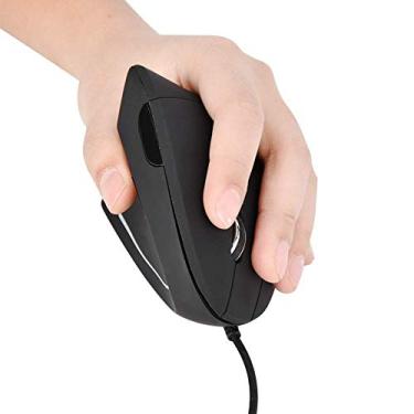 Imagem de Mouse ergonômico vertical USB com fio, mouse óptico canhoto, 3 DPI ajustáveis 800/1200/1600, 6 botões programáveis, mouse universal para jogos, laptop, computador (preto)