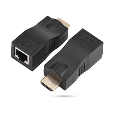 Imagem de Conversor extensor de cabo de rede 2X HDMI para RJ45, mais de 30 m CAT-5e CAT6, suporta resolução HDMI1.4 3D 1080P, 4K 2K