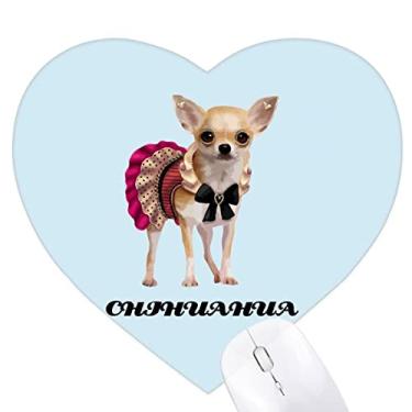 Imagem de Chihuahua Mini Eyes Art Deco Fashion Heart Mousepad Tapete de Borracha para Escritório