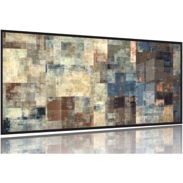 Imagem de Quadro Decorativo Abstrato Marrom Mosaico 130x60 Moldura Preta 2x2