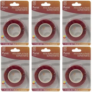 Imagem de Kit Fita Dupla Face Super Forte 1,8 cm x 2 Metros 6 Unidades