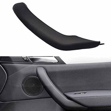 Imagem de Maçaneta da porta do passageiro lado direito de couro externo da maçaneta da porta substituta compatível com BMW X3 X4 F25 F26 2010-2016 (direita, preta)