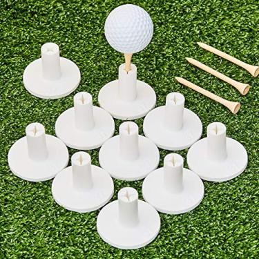 Imagem de Conjunto de 10 suportes de borracha para golfe para condução, alcance de golfe, tapete de treino interno e externo tamanho 3,8 cm (10 suportes de borracha para golfe, 10 camisetas de bambu)