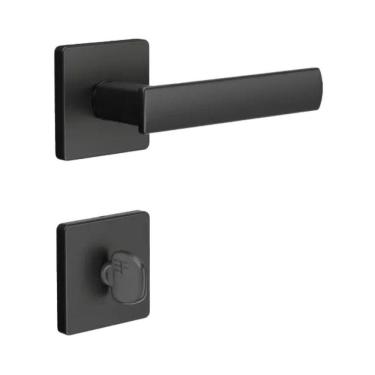 Imagem de Fechadura 3F Roseta Quadrada Banheiro Preta - 740B117