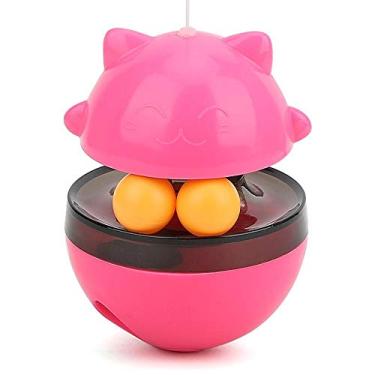 Imagem de Alimentador de copo para animais de estimação, bola de treinamento interativa de QI educacional para petiscos, brinquedos de distribuição interativos para cachorros, cães e gatos (carmim)