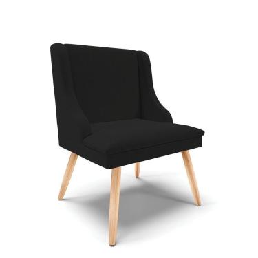 Imagem de Cadeira Linho Preto A79 Pés Palito Natural