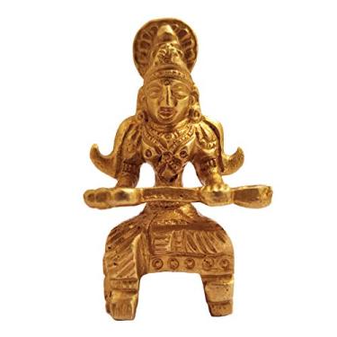 Imagem de GURU JEE Estátua de latão Deusa Annapurna Devi Idol Pequena Arte Deusa de Alimentos Colecionável Escultura Presentes Pooja Showpiece
