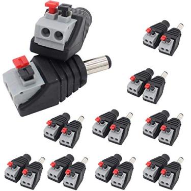 Imagem de Plugue conector de alimentação CC 10 pares macho e fêmea conector DC 5,5 mm x 2,1 mm Tomada adaptador para câmera CCTV e fita de LED