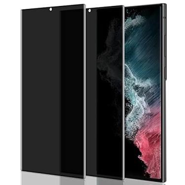 Imagem de YWXTW [Pacote com 2] Película para Galaxy S22 Ultra Privacidade, película de vidro temperado antiespionagem com rigidez 9H para Samsung Galaxy S22 Ultra 6,8 polegadas, borda curvada 3D 【Não suporta desbloqueio de impressões digitais】