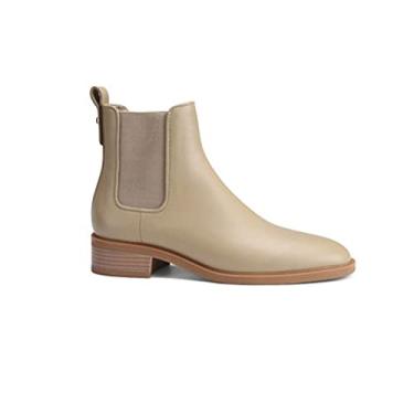 Imagem de Legou Autumn e Winter Velvet Cabeça redonda de veludo pequenas botas de salto grosso bege 39