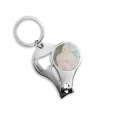 Imagem de Beleza com pássaro estilo chinês aquarela alicate anel chaveiro abridor de garrafas cortador