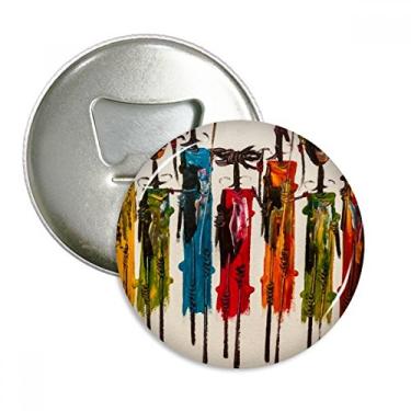 Imagem de Arte abstrata africana guerreiro negro abridor de garrafas ímã de geladeira emblema multifuncional