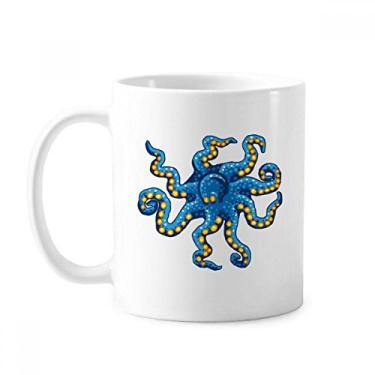 Imagem de Caneca azul polvo marinho com estampa de desenho animado cerâmica xícara de porcelana café louça