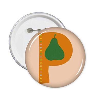 Imagem de P Alfabeto Pera Frutas Padrão Bonito Pinos Emblema Botão Decoração Acessório 5 peças