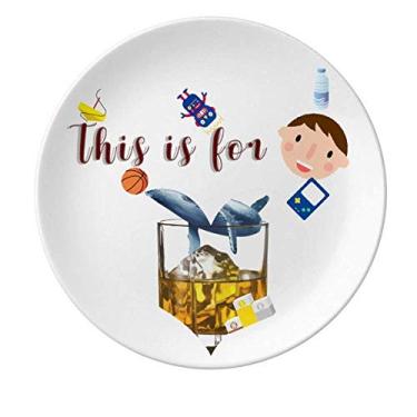 Imagem de Copo de cerveja Iceberg Baleia Prato de porcelana Prato redondo Menino Homem