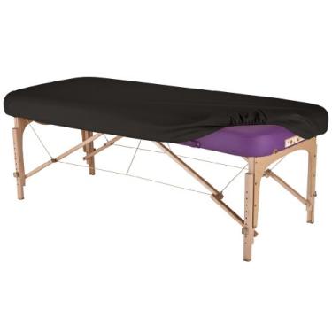 Imagem de EARTHLITE Capa de proteção para mesa de massagem – 100% PU, lençol com elástico, serve para cantos redondos e quadrados (71-81 cm), preta