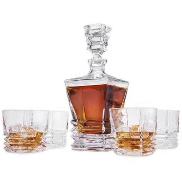 Imagem de Garrafa Decanter Vidro Whisky/Licor 930ml+6 Copos Superluxo - Vaheron