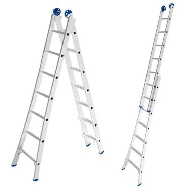 Imagem de Escada de Alumínio Extensiva 2 x 7 Degraus 2,25 x 3,65 Metros MOR